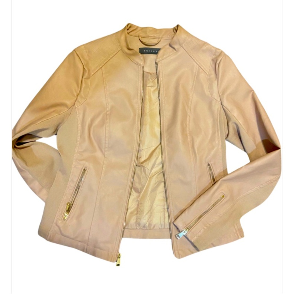 leather pink jacket